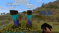 Change attributes by aiming towards the mannequin and selecting its custom tag while typing the attributes command (Image via Sportskeeda Gaming || Mojang Studios)